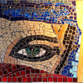 Mosaic portrait of a veiled greeneyed lady