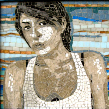 MOsaic portrait of a youg woman.