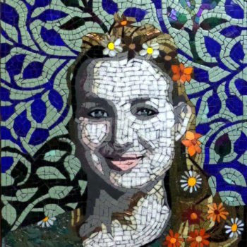 Mosaic portrait of a young talented pianist