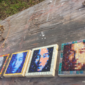4 variations of a same mosaic portrait