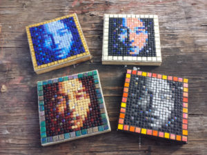 the 4 variations of the original Asian Face mosaic portrait