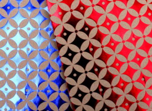 details of geometric patterns printed on paper bags