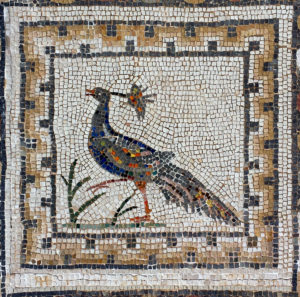 Peacock mosaic, mosaic of the birds, Italica, Spain