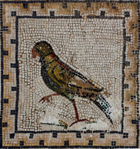 Parrot mosaic, House of the birds, Italica, Spain