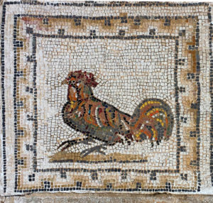 Rooster mosaic, House of the Birds, Italica, Spain
