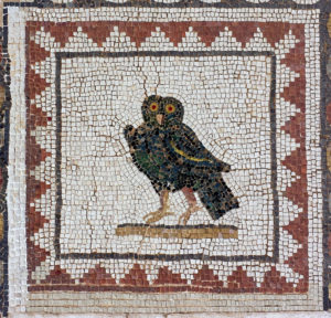 Owl mosaic, Mosaic of the BIrds, Italica, Spain