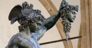 Perseus holding Medusa's head by Benvenuto Cellini- Florence Italy