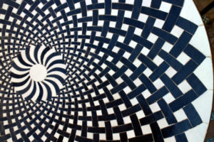 Zellige spiral pattern ornating a tabletop