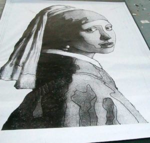 Girl with a pearl earring mosaic model - Reverse method.