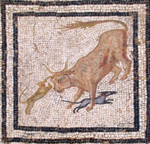 Bull from the big cats mosaic, Volubilis, Morocco, 2nd century AD