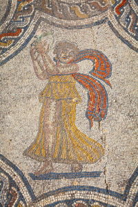 Tambourine player mosaic, House of Dyonisos, Volubilis, Morocco