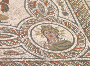 Summer personification mosaic, House of Dyonisos, Volubilis, MOrocco