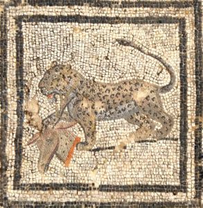 Panther from the big cats mosaic, Volubilis, Morocco