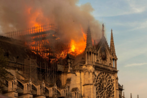 Fire engulfs the roof of Notre Dame de Paris