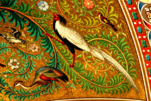 Modern Byzantine mosaics representing several birds