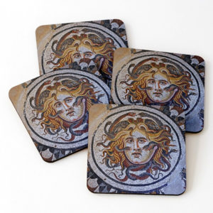 Medusa mosaic, Diocletian's bath, coasters on Redbubble