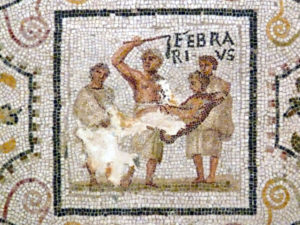 Roman mosaic of Februarius - the month of February, from El Djem, Tunisia