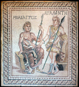 Meleager and Atalanta mosaic, unknown provenace, 1st to 3rd centuryAD