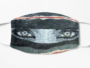 Veiled Black and White woman mosaic portrait facemask