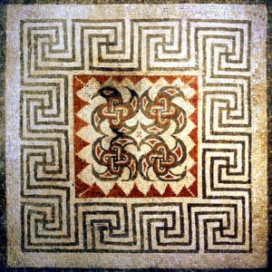 Opus tessellatum svstiska mosaic, Rudston Roman Villa, UK