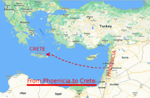 hoenicia to Crete by Zeus and Europa
