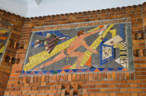 Art deco mosaic, Post office of Saint Quentin, Aisne, France.