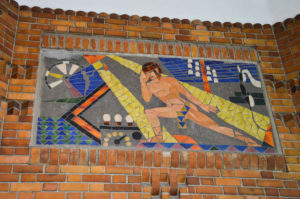 Art deco mosaic, Post office of Saint Quentin, Aisne, France.