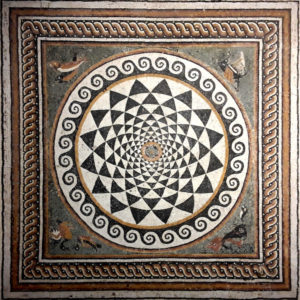 mosaic of the tiangles shield, Musee de la Romanite, Nimes