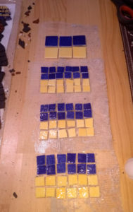 4 Ukrainian flag mosaics on mesh