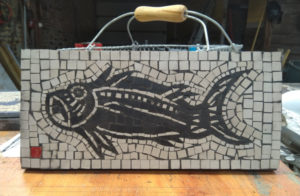 MOsaic work in process - Big Fish, rfom the oceanos of St Romian en gal