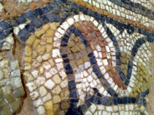 2022 July mosaic trip, Elusa. fragment of mosaic