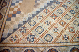 July 2022 Mosaic trip, detail of a geometric mosaic at Seviac
