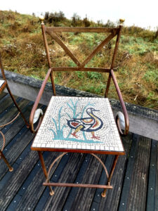 High mosaic chair with Egyptian goose