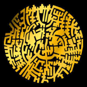 Black and Gold labyrinth mosaic model